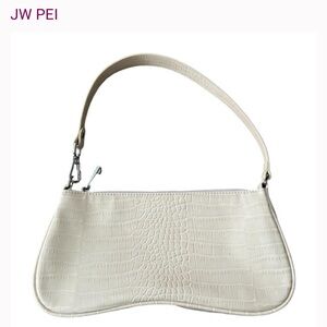 JW PEI Cream Crocodile-Embossed Shoulder Bag